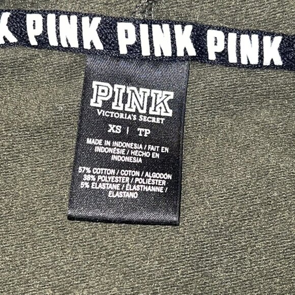 PINK Victoria’s Secret Army Green Zip Up Hoodie Size XS - Picture 6 of 10